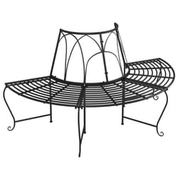 vidaXL Half Round Tree Bench Ã159 cm Black Steel Outdoor Seating Patio Bench