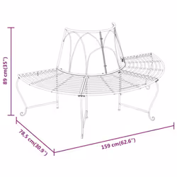 vidaXL Half Round Tree Bench Ã159 cm Black Steel Outdoor Seating Patio Bench