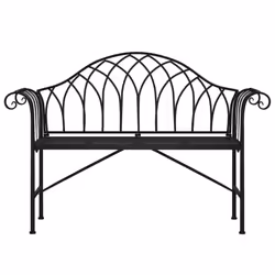 vidaXL 2-Seater Garden Bench 128 cm Black Steel Seating Chair Bench Chair