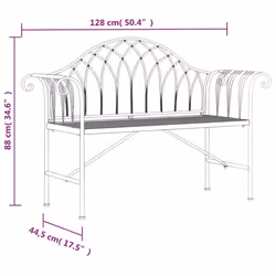 vidaXL 2-Seater Garden Bench 128 cm Black Steel Seating Chair Bench Chair