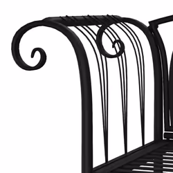vidaXL 2-Seater Garden Bench 128 cm Black Steel Seating Chair Bench Chair - Additional view 4