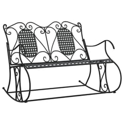 vidaXL Rocking Bench Park Patio Garden Bench Outdoor Bench Seat Black Steel - 113 x 84 x 94 cm