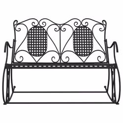 vidaXL Rocking Bench Park Patio Garden Bench Outdoor Bench Seat Black Steel - 113 x 84 x 94 cm