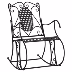 vidaXL Rocking Bench Park Patio Garden Bench Outdoor Bench Seat Black Steel - 84 x 54 x 95 cm