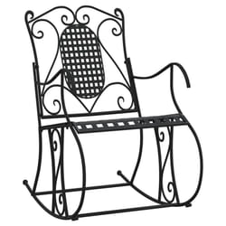 vidaXL Rocking Bench Park Patio Garden Bench Outdoor Bench Seat Black Steel - 84 x 54 x 95 cm