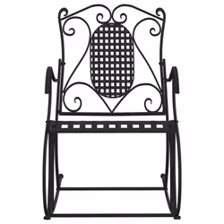 vidaXL Rocking Bench Park Patio Garden Bench Outdoor Bench Seat Black Steel - 84 x 54 x 95 cm