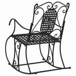 vidaXL Rocking Bench Park Patio Garden Bench Outdoor Bench Seat Black Steel - 84 x 54 x 95 cm - Additional view 4