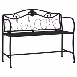 vidaXL 2-Seater Garden Bench 104 cm Black Steel Seating Chair Bench Chair