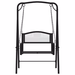 vidaXL Swing Bench 124 cm Black Steel Outdoor Hanging Bench Seating Chair