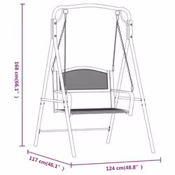 vidaXL Swing Bench 124 cm Black Steel Outdoor Hanging Bench Seating Chair