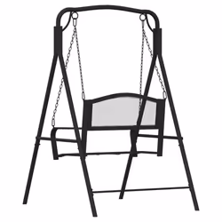 vidaXL Swing Bench 124 cm Black Steel Outdoor Hanging Bench Seating Chair - Additional view 4
