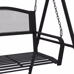 vidaXL Swing Bench 124 cm Black Steel Outdoor Hanging Bench Seating Chair - Additional view 5
