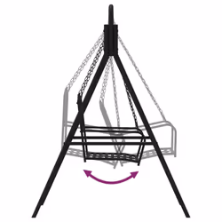 vidaXL Swing Bench 124 cm Black Steel Outdoor Hanging Bench Seating Chair - Additional view 6