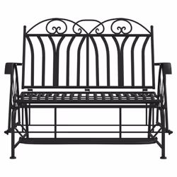 vidaXL 2-Seater Glider Bench 114 cm Black Steel Garden Bench Seating Chair