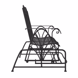 vidaXL 2-Seater Glider Bench 114 cm Black Steel Garden Bench Seating Chair - Additional view 4