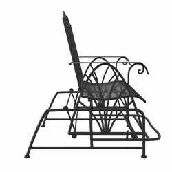 vidaXL 2-Seater Glider Bench 114 cm Black Steel Garden Bench Seating Chair - Additional view 5