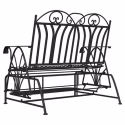 vidaXL 2-Seater Glider Bench 114 cm Black Steel Garden Bench Seating Chair - Additional view 6