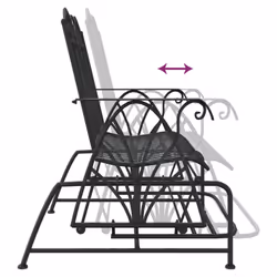 vidaXL 2-Seater Glider Bench 114 cm Black Steel Garden Bench Seating Chair - Additional view 7