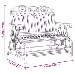 vidaXL 2-Seater Glider Bench 114 cm Black Steel Garden Bench Seating Chair - Additional view 8