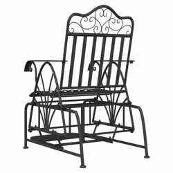 vidaXL Glider Bench 61 cm Black Steel Outdoor Garden Patio Bench Seating Chair - Additional view 4
