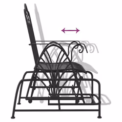 vidaXL Glider Bench 61 cm Black Steel Outdoor Garden Patio Bench Seating Chair - Additional view 5