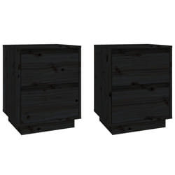 vidaXL 1/2x Solid Wood Pine Bedside Cabinet Storage Side Cabinet Multi Colours - black, 2