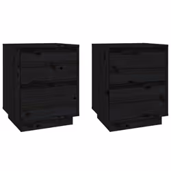 vidaXL 1/2x Solid Wood Pine Bedside Cabinet Storage Side Cabinet Multi Colours - black, 2