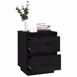 vidaXL 1/2x Solid Wood Pine Bedside Cabinet Storage Side Cabinet Multi Colours - black, 2 - Additional view 5