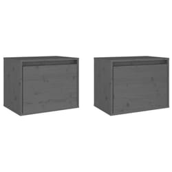 vidaXL Wall Cabinet Hanging Storage Cabinet Wall Cupboard Solid Wood Pine - grey, 2