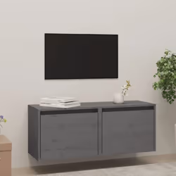 vidaXL Wall Cabinet Hanging Storage Cabinet Wall Cupboard Solid Wood Pine - grey, 2 - Additional view 3