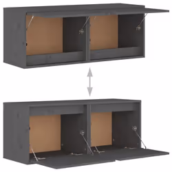 vidaXL Wall Cabinet Hanging Storage Cabinet Wall Cupboard Solid Wood Pine - grey, 2 - Additional view 9