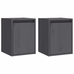 vidaXL Wall Cabinet Hanging Storage Cabinet Wall Cupboard Solid Wood Pine - grey, 2