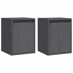 vidaXL Wall Cabinet Hanging Storage Cabinet Wall Cupboard Solid Wood Pine - grey, 2