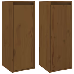vidaXL 1/2x Solid Wood Pine Wall Cabinet Shelf Hanging Wall Unit Multi Colours - honey brown, 2 - Additional view 2