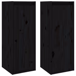 vidaXL 1/2x Solid Wood Pine Wall Cabinet Shelf Hanging Wall Unit Multi Colours - black, 2