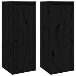 vidaXL 1/2x Solid Wood Pine Wall Cabinet Shelf Hanging Wall Unit Multi Colours - black, 2