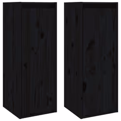vidaXL 1/2x Solid Wood Pine Wall Cabinet Shelf Hanging Wall Unit Multi Colours - black, 2