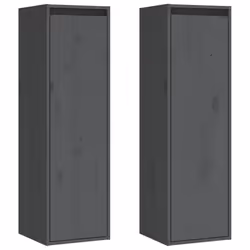 vidaXL Wall Cabinet Storage TV Cabinet TV Unit Hanging Cabinet Solid Wood Pine - grey, 2 - Additional view 2