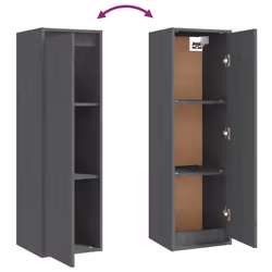 vidaXL Wall Cabinet Storage TV Cabinet TV Unit Hanging Cabinet Solid Wood Pine - grey, 2 - Additional view 7