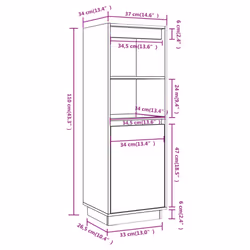 vidaXL Solid Wood Pine Highboard Storage Cabinet Furniture Multi Colours - honey brown - Additional view 9