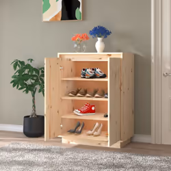 vidaXL Solid Wood Pine Shoe Cabinet Home Organiser Rack Shelf Multi Colours - brown