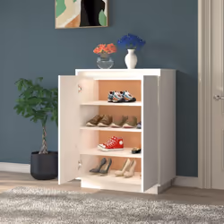 vidaXL Solid Wood Pine Shoe Cabinet Home Organiser Rack Shelf Multi Colours - white
