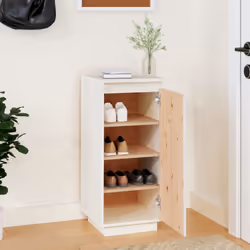vidaXL Solid Wood Pine Shoe Cabinet Home Organiser Shoe Rack Multi Colours - white