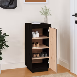 vidaXL Solid Wood Pine Shoe Cabinet Home Organiser Shoe Rack Multi Colours - black