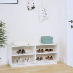 vidaXL Shoe Cabinet Home Organiser Shoe Rack Shoe Cupboard Solid Wood Pine - white