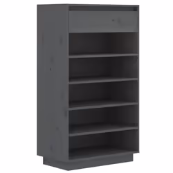 vidaXL Solid Wood Pine Shoe Cabinet Storage Rack Home Organiser Multi Colours - grey