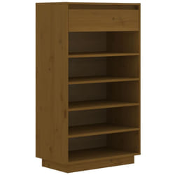 vidaXL Solid Wood Pine Shoe Cabinet Storage Rack Home Organiser Multi Colours - honey brown