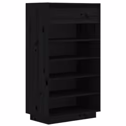vidaXL Solid Wood Pine Shoe Cabinet Storage Rack Home Organiser Multi Colours - black
