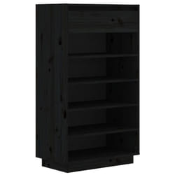 vidaXL Solid Wood Pine Shoe Cabinet Storage Rack Home Organiser Multi Colours - black