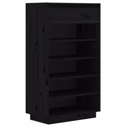 vidaXL Solid Wood Pine Shoe Cabinet Storage Rack Home Organiser Multi Colours - black